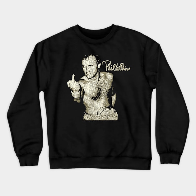 Funny Phil Collins Fan Art Cream Crewneck Sweatshirt by Bingung Mikir Nama Design